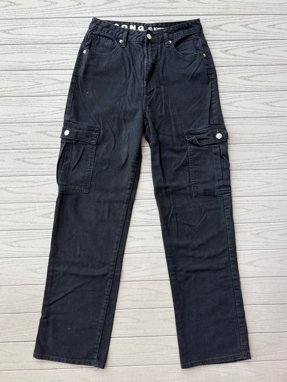 SONG Black 90s Boyfriend Cargo Pants Jean